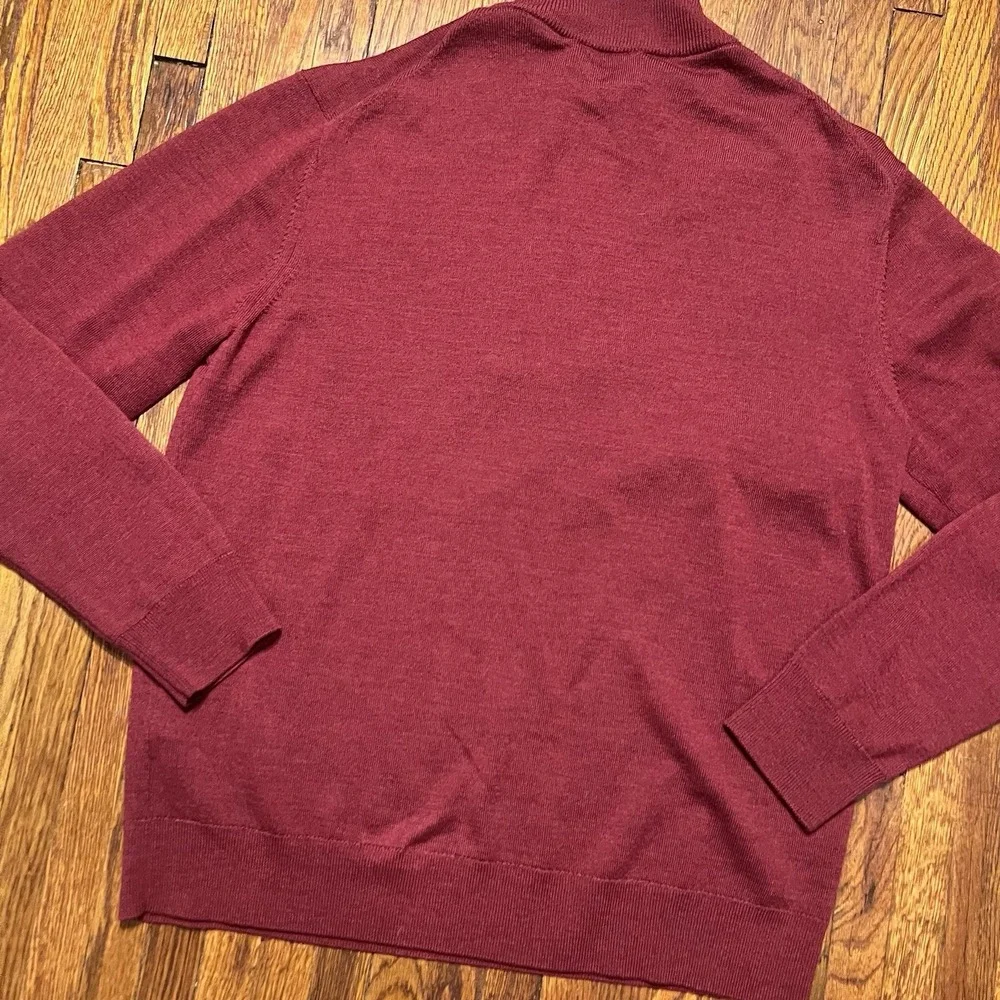UnTuckIt Quarter Zip Men's Sweater Size Large 100% Merino Wool Sweater Maroon